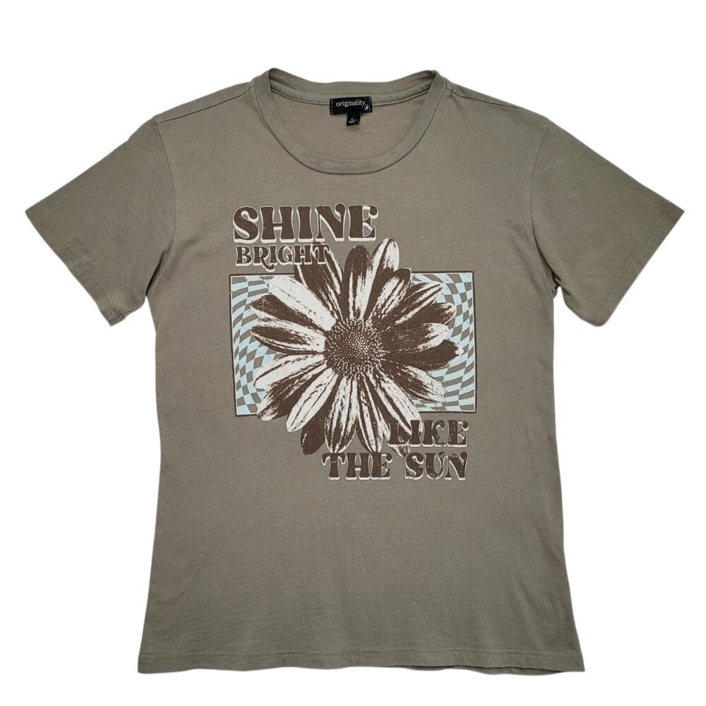 Originality Shine Bright Sunflower Graphic Tee Sage Green Girls Large Boho - Picture 3 of 8